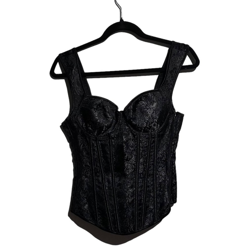 Black Jacquard Corset Top